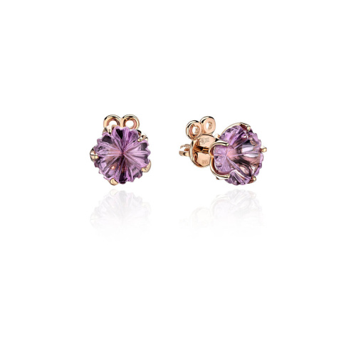 Серьги из красного золота 585 пробы с аметистами 01С3113322-1