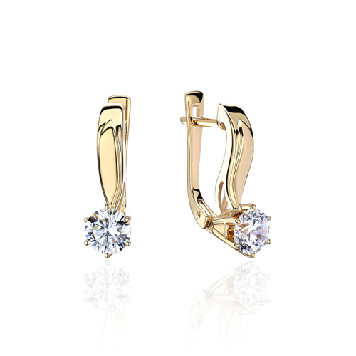Серьги из желтого золота 585 пробы с фианитами 01С1314609