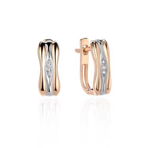 Серьги из красного золота 585 пробы с фианитами 01С1113428Р