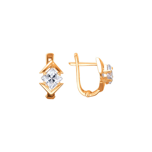 Серьги из красного золота 585 пробы с фианитами 01С1112762