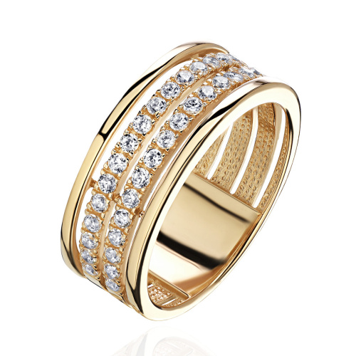 Кольцо из желтого золота 585 пробы с фианитами 01К1314850