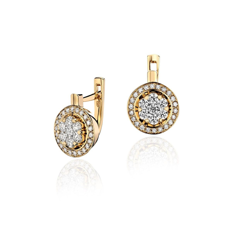 Серьги из желтого золота 750 пробы с бриллиантами 01С643019Z
