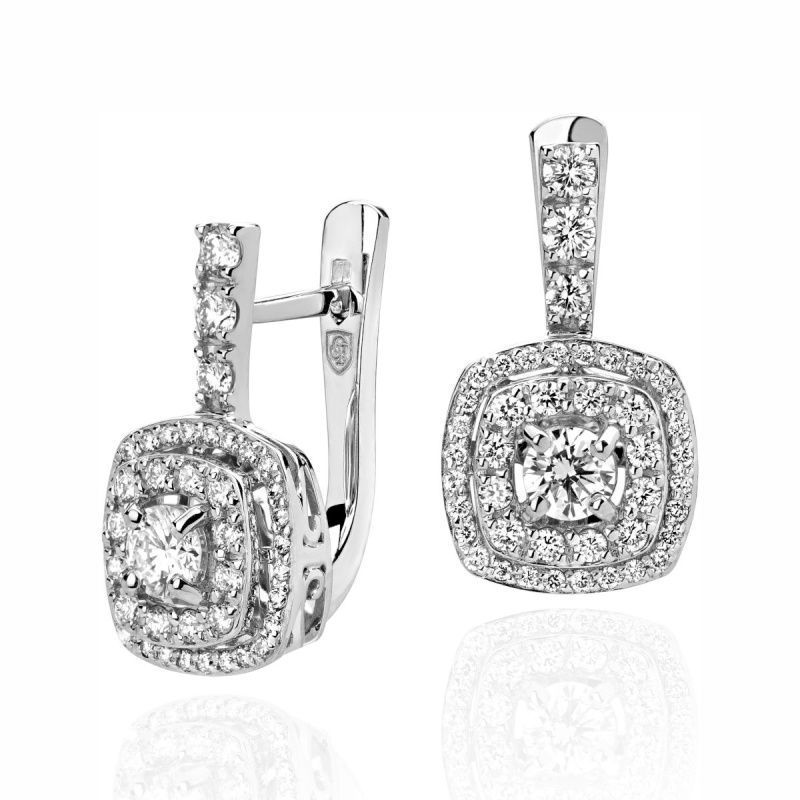 Серьги из белого золота 750 пробы с бриллиантами 01С6713233