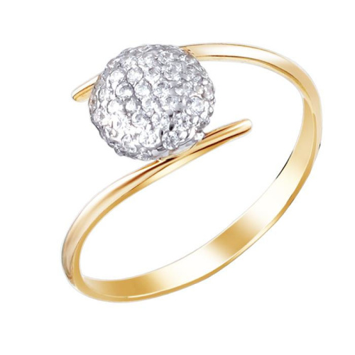 Кольцо из желтого золота 585 пробы с фианитами 01К1312337