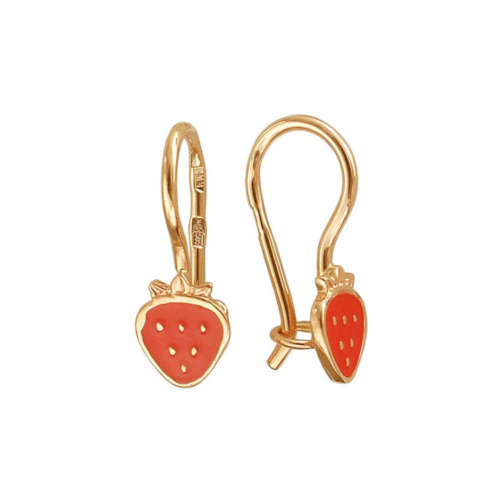 Серьги детские из красного золота 585 пробы с эмалью 01С019352Э