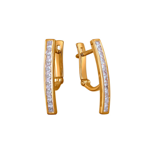Серьги из красного золота 585 пробы с фианитами 01С1112753