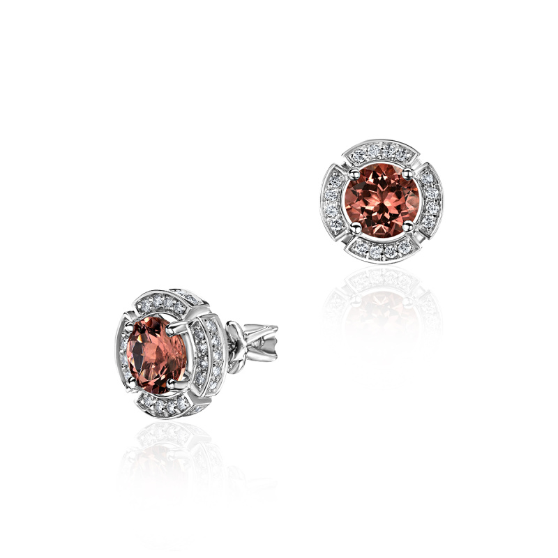 Серьги из белого золота 585 пробы с турмалинами и бриллиантами 01С624694-8