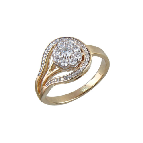 Кольцо из двух цветов золота 585 пробы с бриллиантами 01К668724Ж