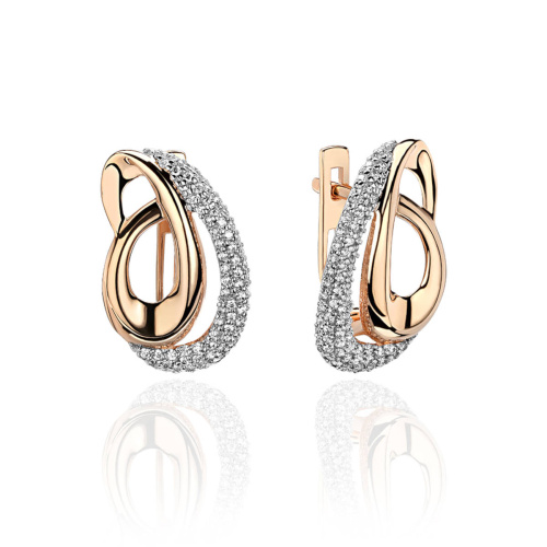 Серьги из красного золота 585 пробы с фианитами 01С1114218Р