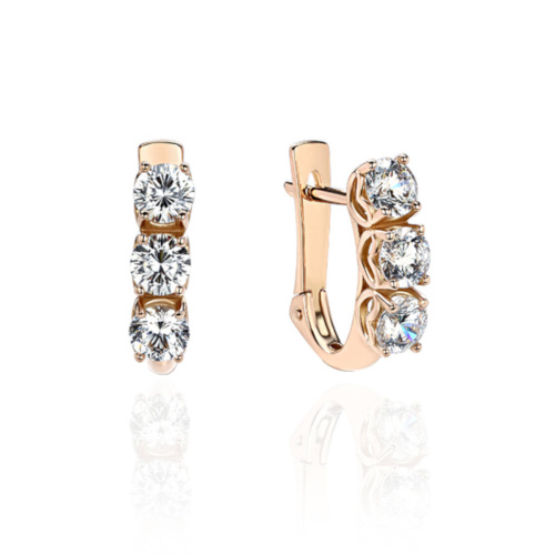 Серьги из красного золота 585 пробы с фианитами 01С119412