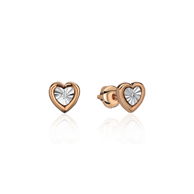 Серьги из комбинированного золота 585 пробы с фианитами 01С1614532