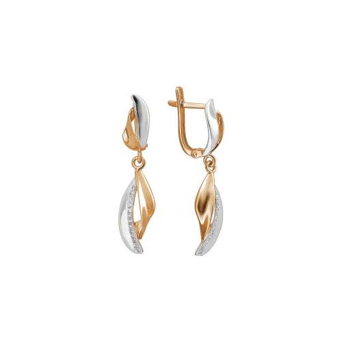 Серьги из красного золота 585 пробы с фианитами 01С1113688Р