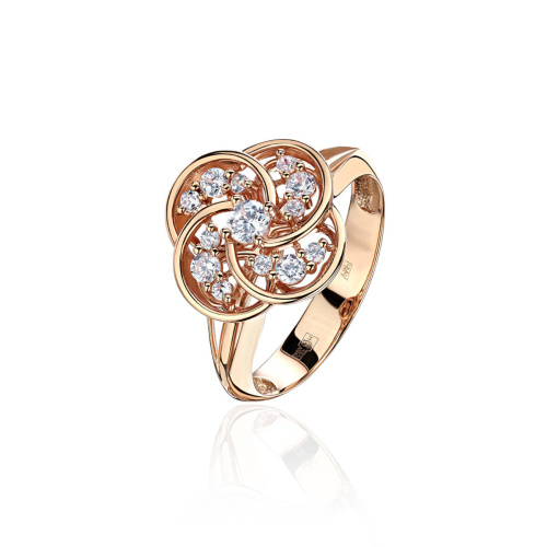 Кольцо из красного золота 585 пробы с фианитами 01К1114910