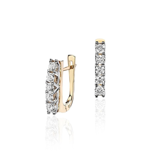 Серьги из двух цветов золота 585 пробы с фианитами 01С163068Ж Серьги из двух цветов золота 585 пробы с фианитами 01С163068Ж