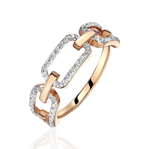 Кольцо из красного золота 585 пробы с фианитами 01К1116276Р