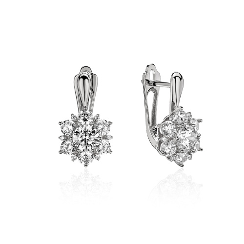 Серьги из белого золота 585 пробы с фианитами 01С1215015