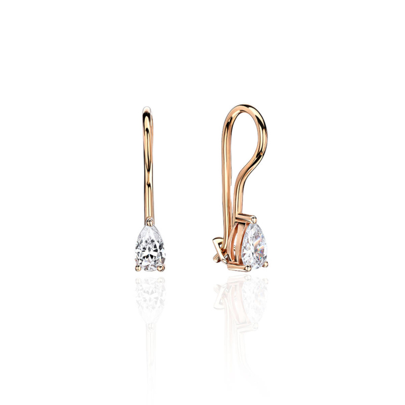 Серьги из красного золота 585 пробы с фианитами 01С114804