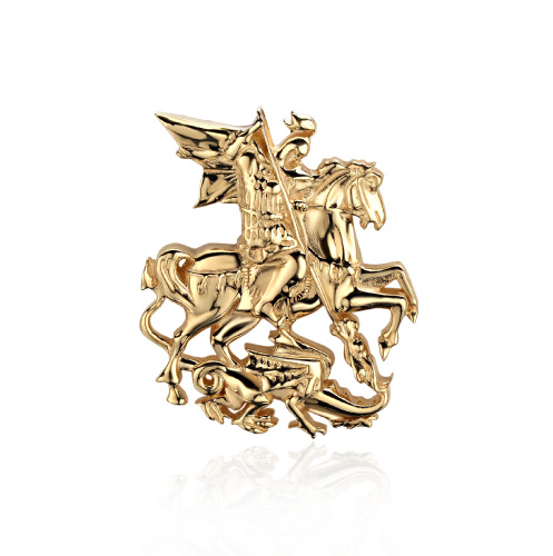 Значок "Герб Москвы" из желтого золота 585 пробы с латунью 01В030232