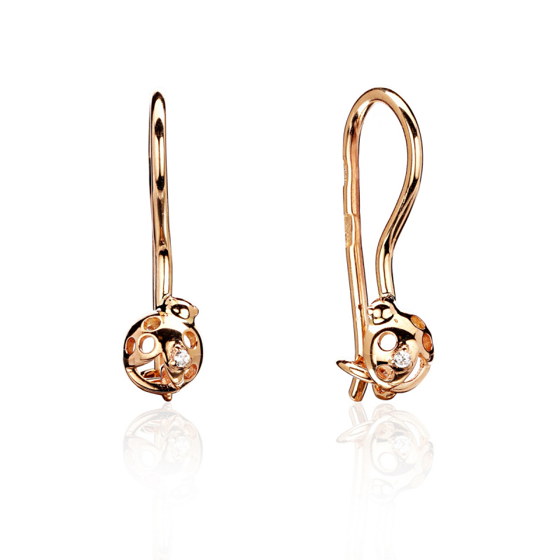 Серьги из красного золота 585 пробы с фианитами 01С1114958