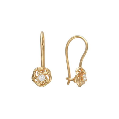 Серьги из красного золота 585 пробы с фианитами 01С116582