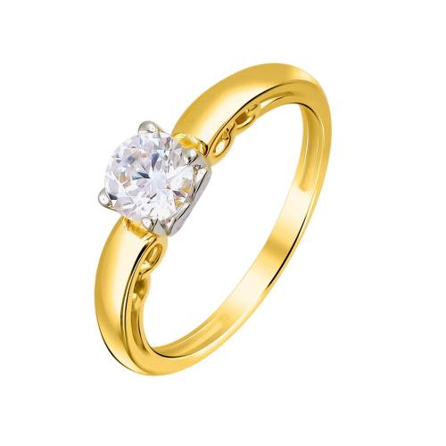 Кольцо из желтого золота 585 пробы с фианитом 01К1313083Р