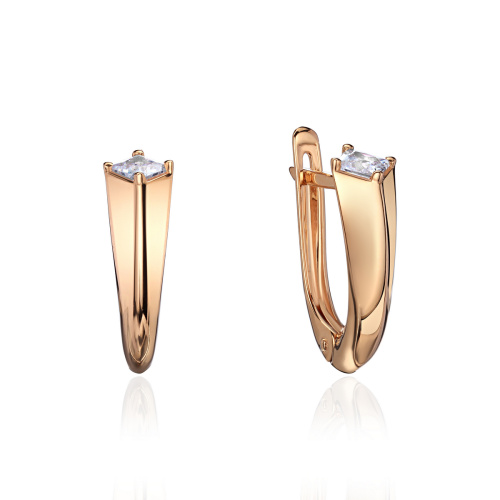 Серьги из красного золота 585 пробы с фианитами 01С1116325