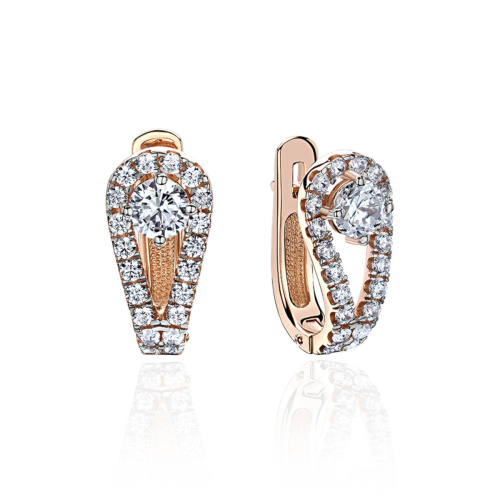 Серьги из красного золота 585 пробы с фианитами 01С1113820Р