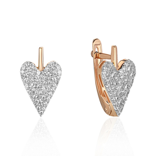 Серьги из красного золота 585 пробы с фианитами 01С1116596Р