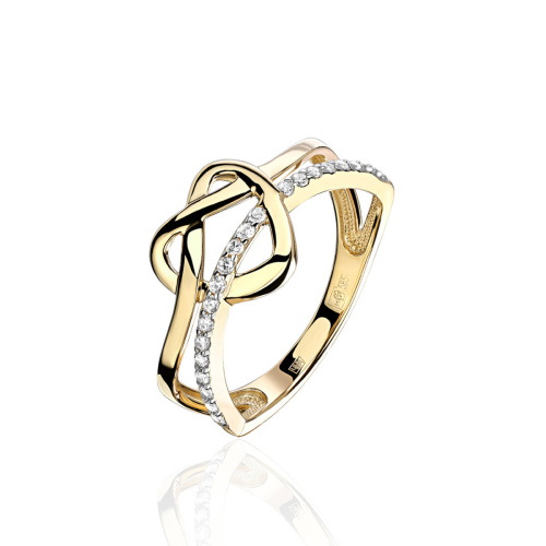 Кольцо из желтого золота 585 пробы c фианитами 01К1314790Р