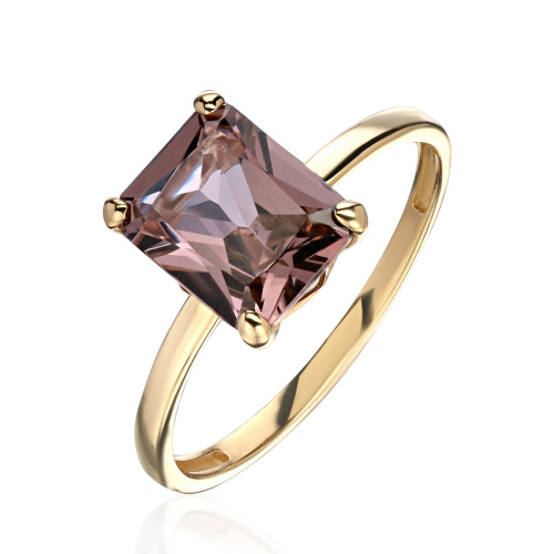 Кольцо из желтого золота 585 пробы с наноситал султанитом 01К239903-2