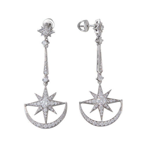 Серьги из белого золота 750 пробы с бриллиантами 01С6712578