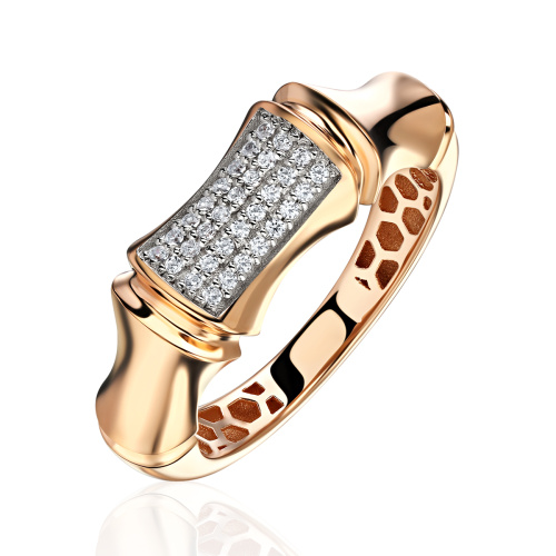 Кольцо из красного золота 585 пробы с фианитами 01К1115749Р