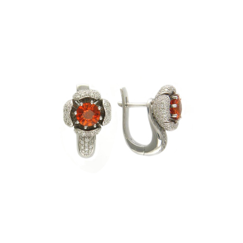 Серьги из белого золота 750 пробы с сапфирами и бриллиантами 01С673966-3