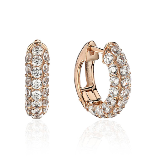 Серьги из красного золота 585 пробы с фианитами 01С1115051