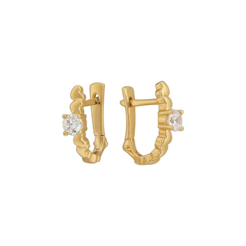 Серьги из желтого золота 585 пробы с фианитами 01С139304
