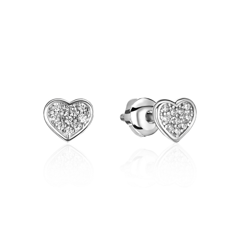 Серьги из белого золота 585 пробы с фианитами 01С1214218. Размер б/р