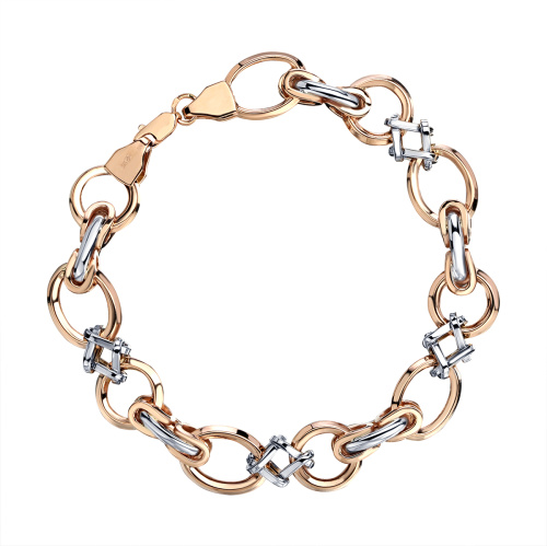 Браслет из комбинированного золота 585 пробы без вставок 01Б063130