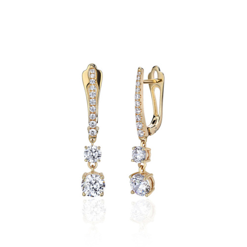 Серьги из желтого золота 585 пробы с фианитами 01С1315011