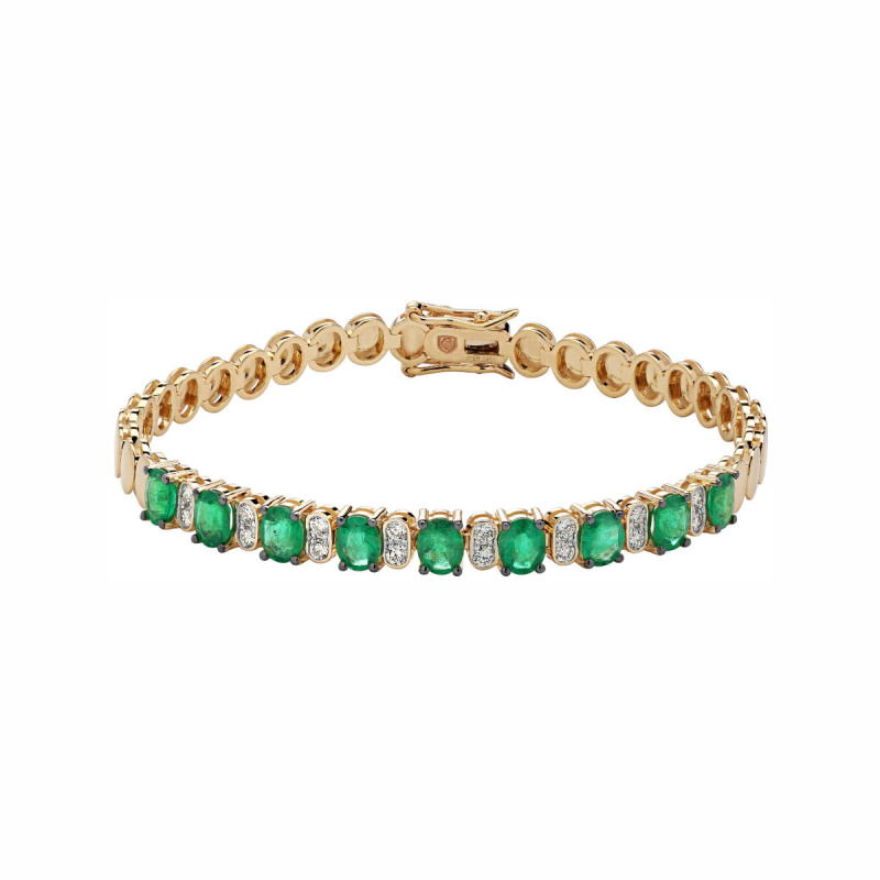 Браслет из желтого золота 585 пробы с изумрудами и бриллиантами 01Б632758-3
