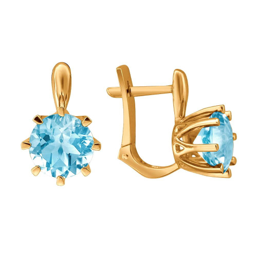 Серьги из красного золота 585 пробы с топазами 01С3113265-1