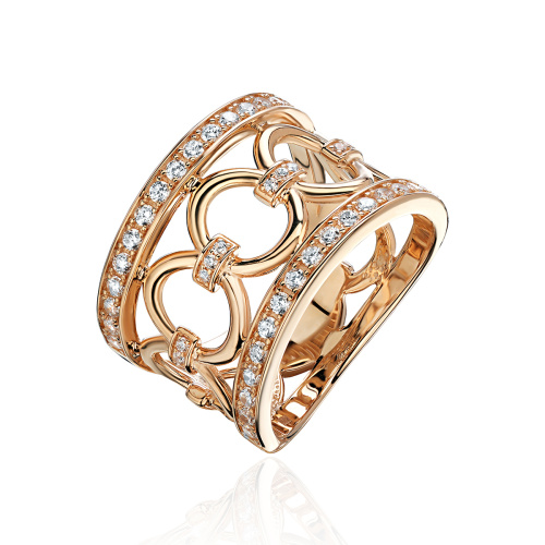 Кольцо из красного золота 585 пробы с фианитами 01К1114861