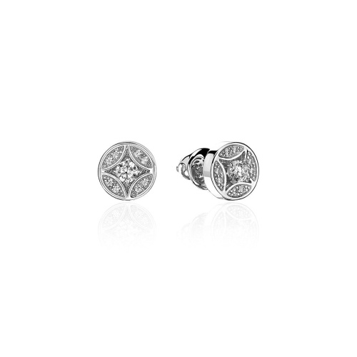 Серьги из белого золота 585 пробы с фианитами 01С1214824
