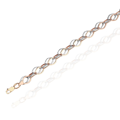 Цепь из двух цветов золота 585 пробы без вставок 01Ц062987