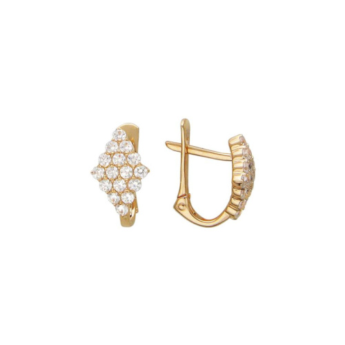 Серьги из красного золота 585 пробы с фианитами 01С115421
