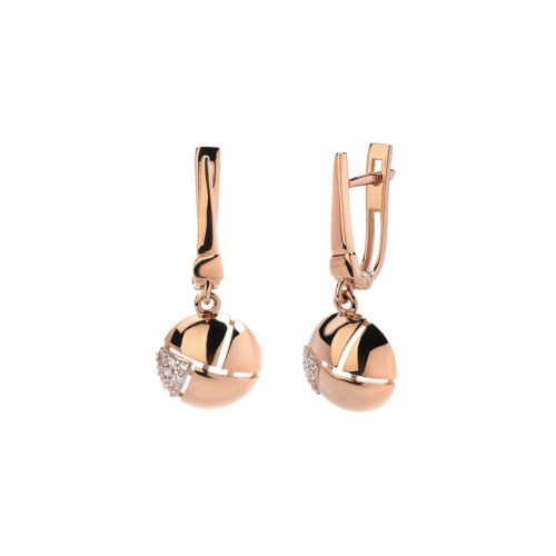 Серьги из красного золота 585 пробы с фианитами 01С1114497Р