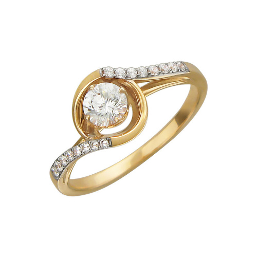 Кольцо из желтого золота 585 пробы с фианитами 01К139403