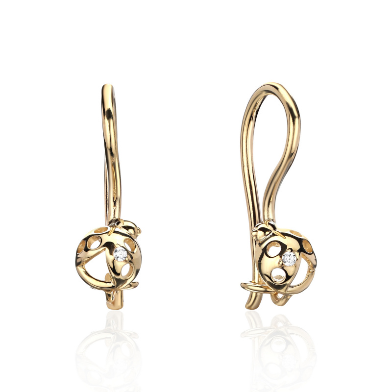 Серьги из желтого золота 585 пробы с фианитами 01С1314958