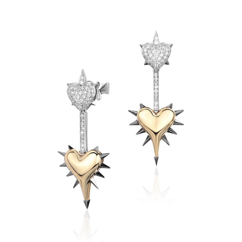 Серьги из комбинированного золота 585 пробы 01С6615831ЧРЖ