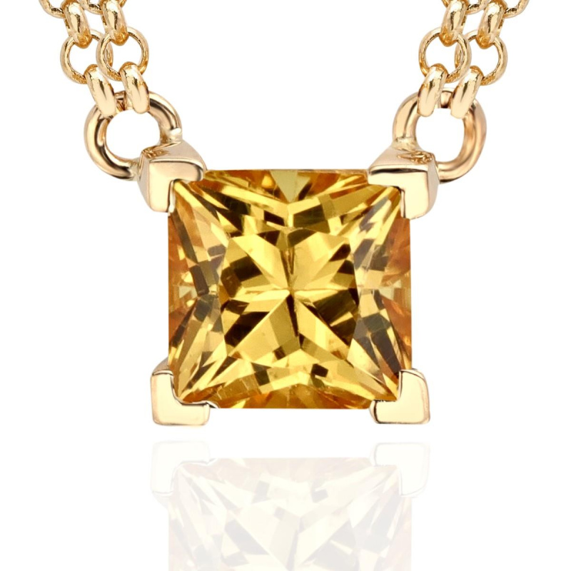 Колье из желтого золота 585 пробы с сапфиром и бриллиантами 01Л632062-3