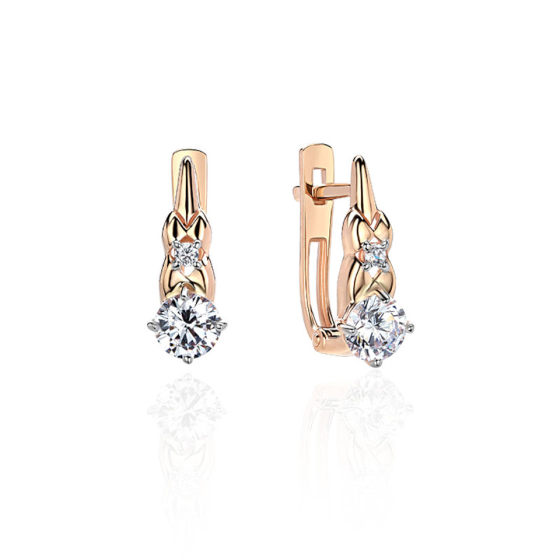 Серьги из красного золота 585 пробы с фианитами 01С1112327Р